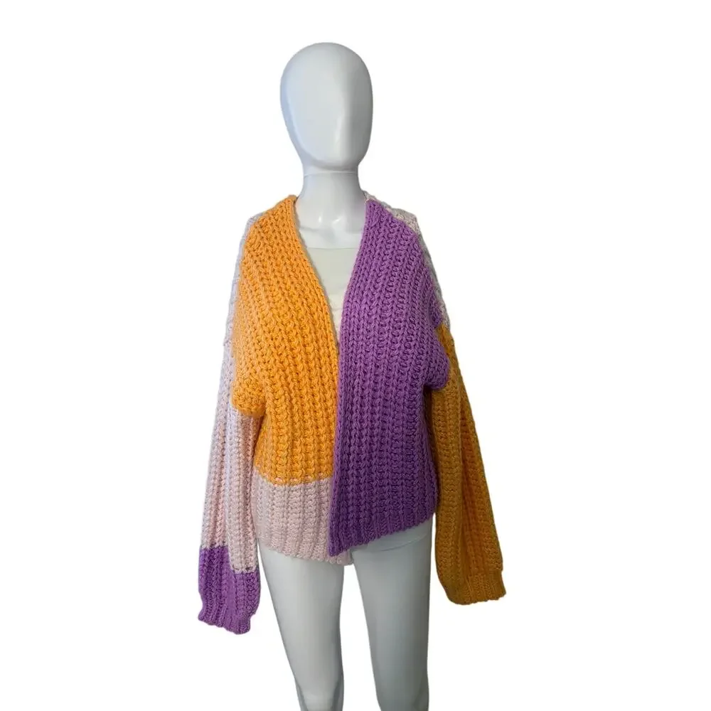 Wild Fable Women Size XL Colorblock Chunky Ribbed Knit Button Cardigan Sweater